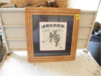 FRAMED AND MATTED HOCKEY PLAYER PRINT