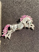 Sterling silver horse pen with rubies