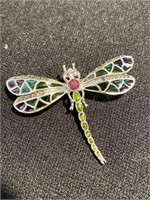 Sterling dragon fly with rubies. Pin