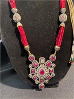 Wow. Fancy cut stone necklace with lots of inlay