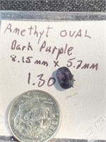 Amethyst oval dark purple cut stone