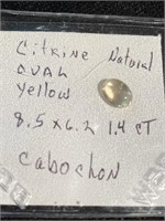 Citroen natural oval yellow cabochon