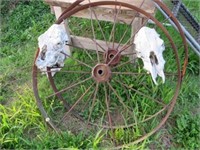 Pair of 48" Wagon Wheels with Cattle Skulls