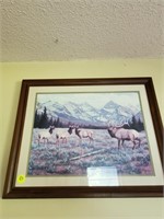 WOOD FRAMED ELK PICTURE