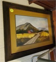 NICE FRAMED MOUNTAIN / BARN PICTURE