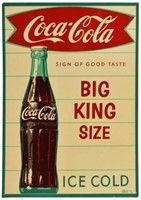 Coca-Cola Big King Size Bottle Tin Sign