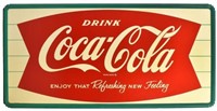 Coca-Cola Fishtail Refreshing 6 Ft Tin Sign