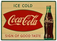 Ice Cold Coca-Cola Fishtail Bottle Tin Sign