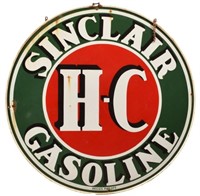 H-C Sinclair Round 4 Ft Porcelain Sign In Frame