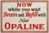 Sinclair Opaline "Drain & Refill" Porcelain Sign