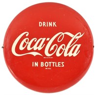 Drink Coca-Cola In Bottles Red Button Sign