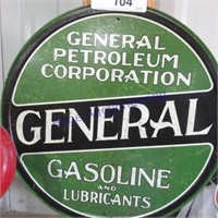 General Gas roudn tin sign - approX 12" round