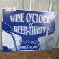Wine o'clock beer thirty tinsign