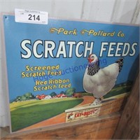 Scratch feeds tin sign