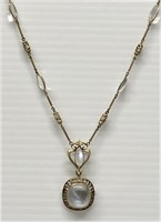 32" - 14KT GOLD NECKLACE WITH MOONSTONES &
