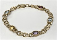 14KT YELLOW GOLD BRACELET W/ SEMI PRECIOUS STONES