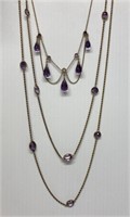 2 FACETED AMETHYST & GOLD NECKLACES