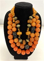 3 STRANDS AMBER COLORED BEADS