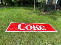 8 ft x 3 ft Vintage Metal Coke Sign