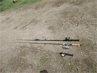 3 Fishing Poles With Reels