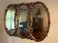 Lg. Ornate 3 Ring Wedding Mirror