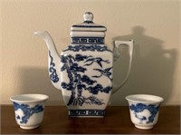 Blue & White Oriental Tea Set