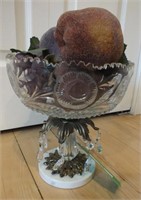 DECORATIVE COMPOTE WITH HANGING CRYSTALS