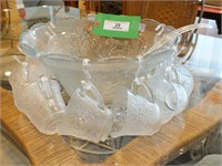 VINTAGE PUNCH BOWL W/GLASS CUPS