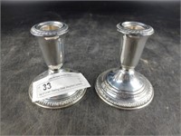 Pr. Crown Sterling Silver Weighted Candlesticks