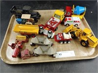 Tray of Toys: Lesney, Construction, Farm, Etc.