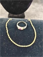 10K Ring with Small Diamonds & Bracelet