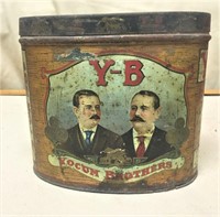 Y-B Yocum Brothers Oval Cigar Tin, 6"H