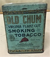 Old Chum Tobacco Tin Box 4 3/4"H