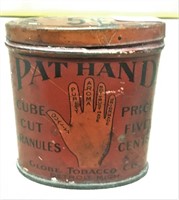 Pat Hand Tobacco Tin 2 3/4"H