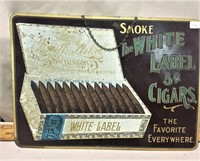 White Label Cigar Tin Sign 10"H
