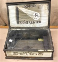 Poppers 8 Cent Cigar Case, Glass/Tin 10 3/4"H