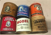 6 Tobacco Canister Tins, Nice Condition