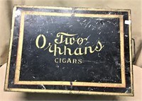 Two Orphans Cigars 16"L Tin Chest