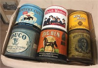 (6) Round Tobacco Cans, Big Ben, Kentucky Club