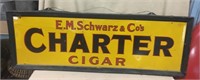 Charter Cigar Tin Sign, 38"L