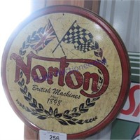 Norton Motorcycle tin round sign 12" across