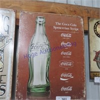 Coca-cola tin sign-approx 15"T x 14"L