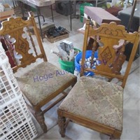 2 wooden chairs