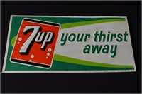 7-Up Sign "Your Thirst Away" 1950's 11 x 23in