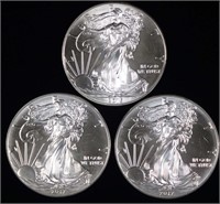 2015 & 2017 (x2) BU Silver Eagle Bullion Coins