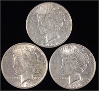 1923-s, 1924, 1926-s Peace Dollars