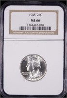 1948 Washington Silver Quarter (NGC MS66)