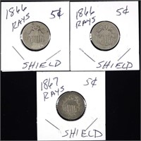 Shield Nickels (3)
