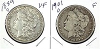 1889-o & 1901-o Morgan Silver Dollars