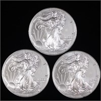 2008 BU Silver Eagle Bullion Coins (3)